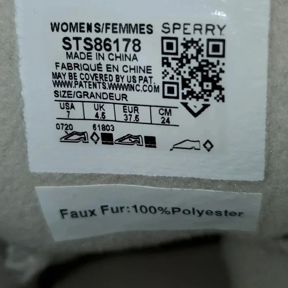 Sperry Cream Saltwater Sherpa Side Zip Women's Size 7